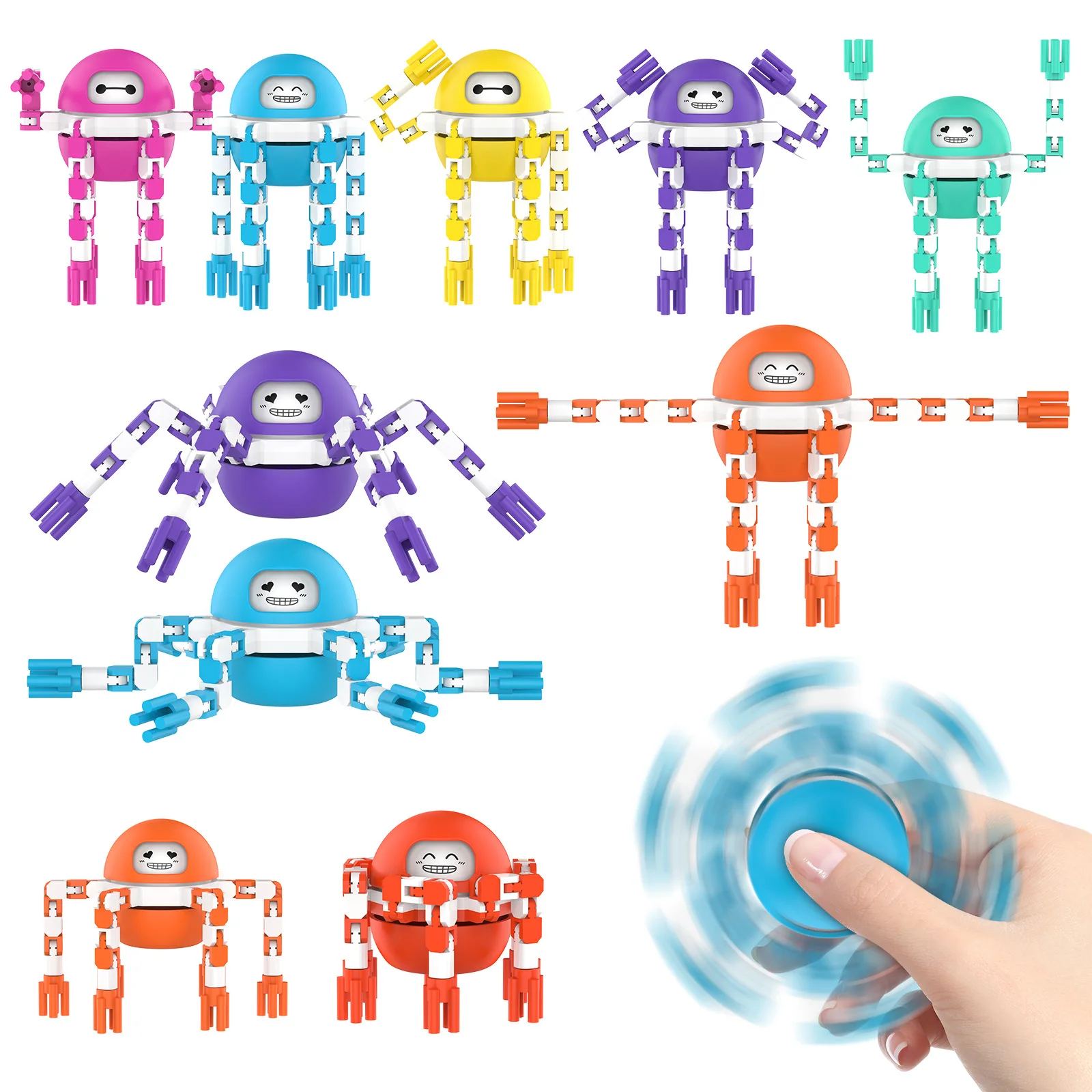 

Kids Wacky Tracks Face Changing Octopus Spinner Transform Chain Toy Fidget Spinner Autism Toys Spinning Autism Toys for Adhd