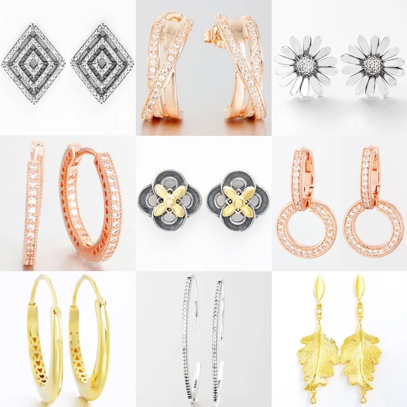 

Женские серьги-кольца с цветком маргаритки, из серебра 925 пробы