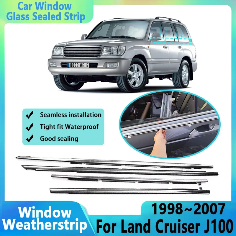 Хромированные водоотталкивающие полосы на окна для Toyota Land Cruiser J100 1998 ~ 2007