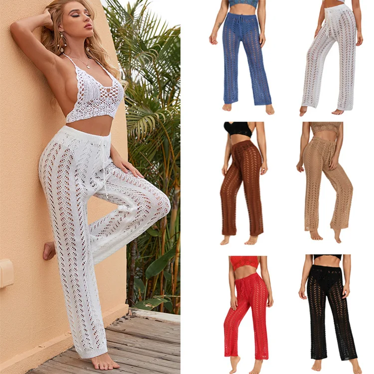 

Spring Ladies Knitted Casual Sexy Beach Hollow Sunscreen Pants