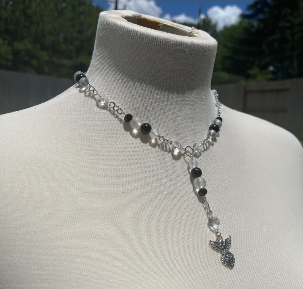 Черное и прозрачное Ожерелье В Стиле Розария с цепочкой ангелом - купить по