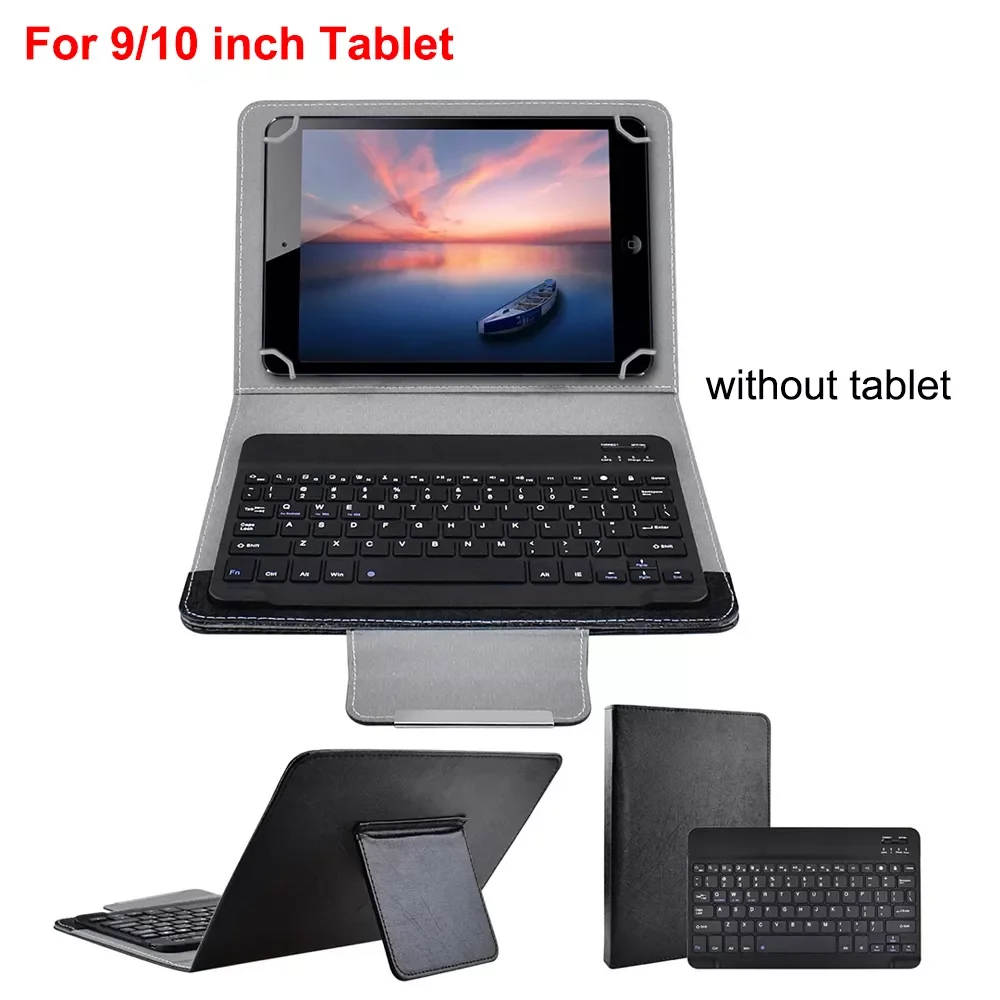 

Portable Mini Wireless Keyboard for iOS Windows Android with PU Leather Case Cover Stand for 9 10 inch Tablet