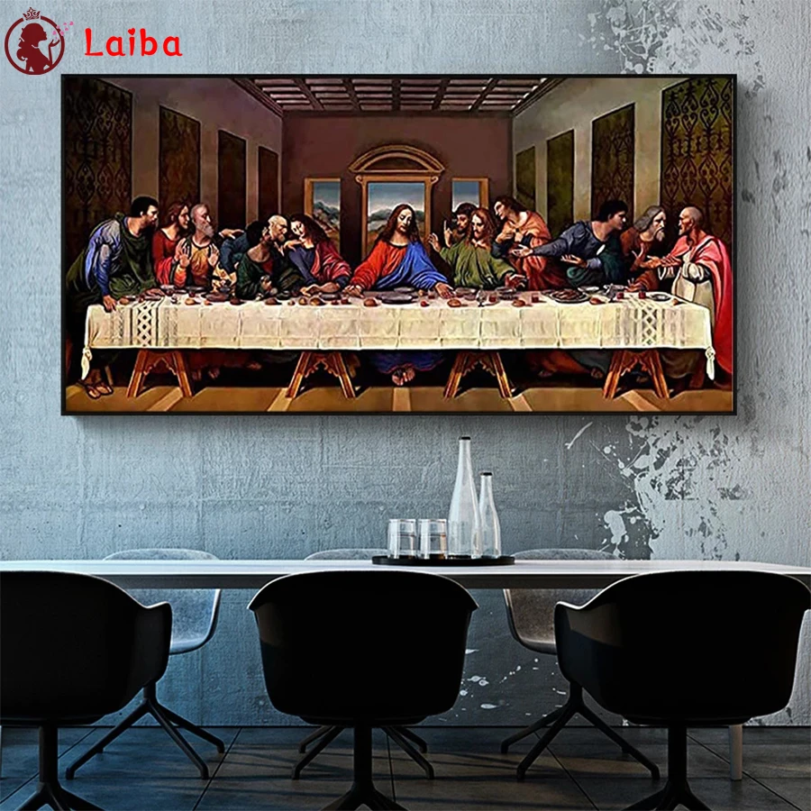 

Diamond Embroidery Famous Art Religion Jesus' Last Supper Diamond Painting Full Square round drill Mosaic Cross Stitch Wall Art