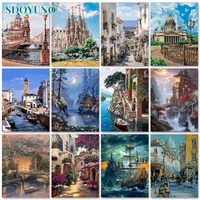 sdoyuno acrylic painting by numbers unframe canvas painting street scenery diy pictures by numbers artwork home decor