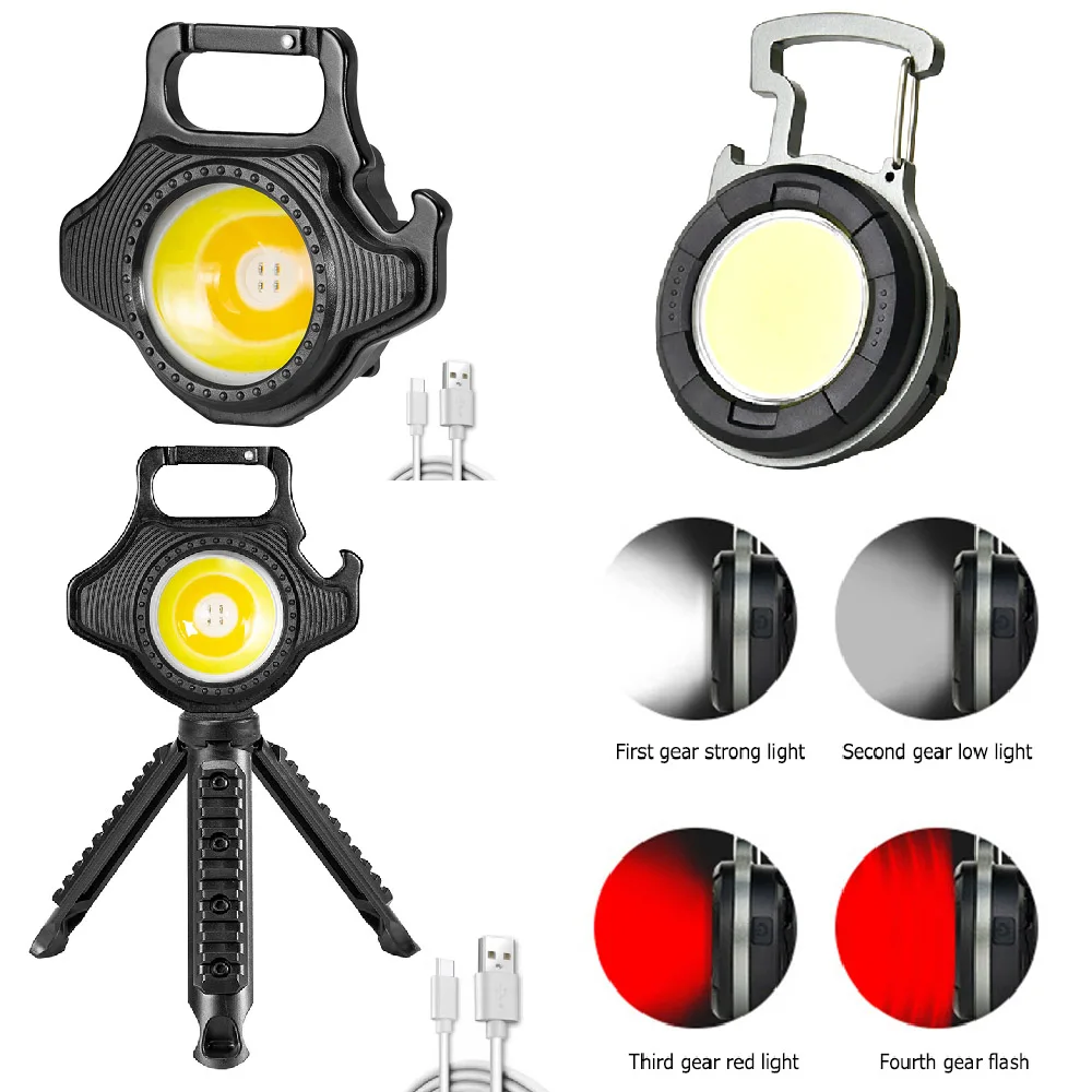 

Многофункциональный Миниатюрный светильник с монолитным блоком светодиодов и брелоком, переносные аварийные лампы с USB-зарядкой, мощный ма...