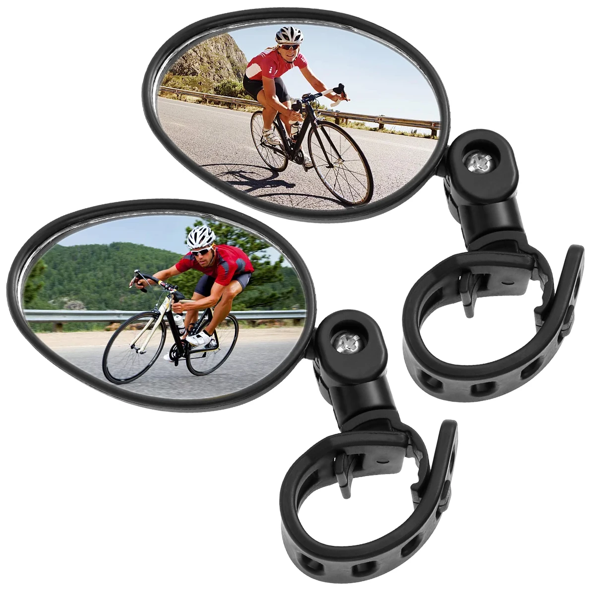 2 Buah Cermin Sepeda Tahan-kerusakan Cermin Sepeda Dapat Disesuaikan 360 Derajat Rotasi Sudut Lebar Aman Cermin Spion Setang Sepeda