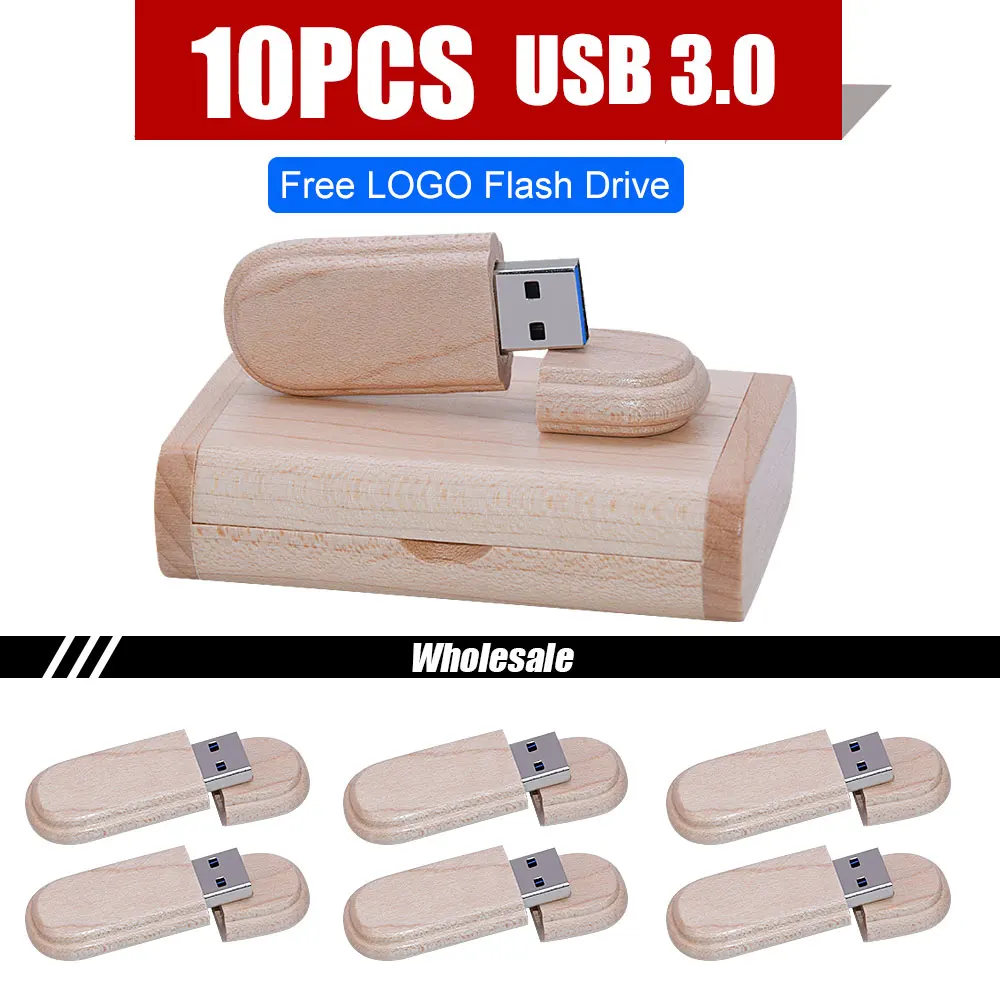 

USB 3,0 деревянный флеш-накопитель, 4 ГБ, 16 ГБ, 32 ГБ, 64 ГБ, 10 шт.