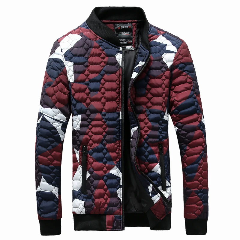 

2022 Autumn Winter New Men's Casual Stand Collar Zipper Wadded Jacket / Men's Thick Warm Camouflage Parkas Coat