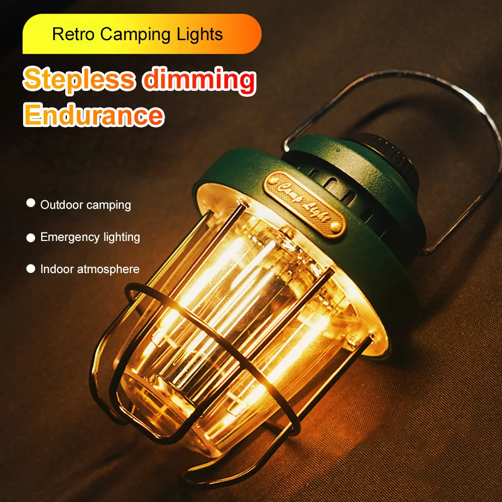 

Light Camping Tent Lantern Camping Retro Lamp Flashlight Portable Equipment Vintage Travel Recharge Camping Outdoor Lighting