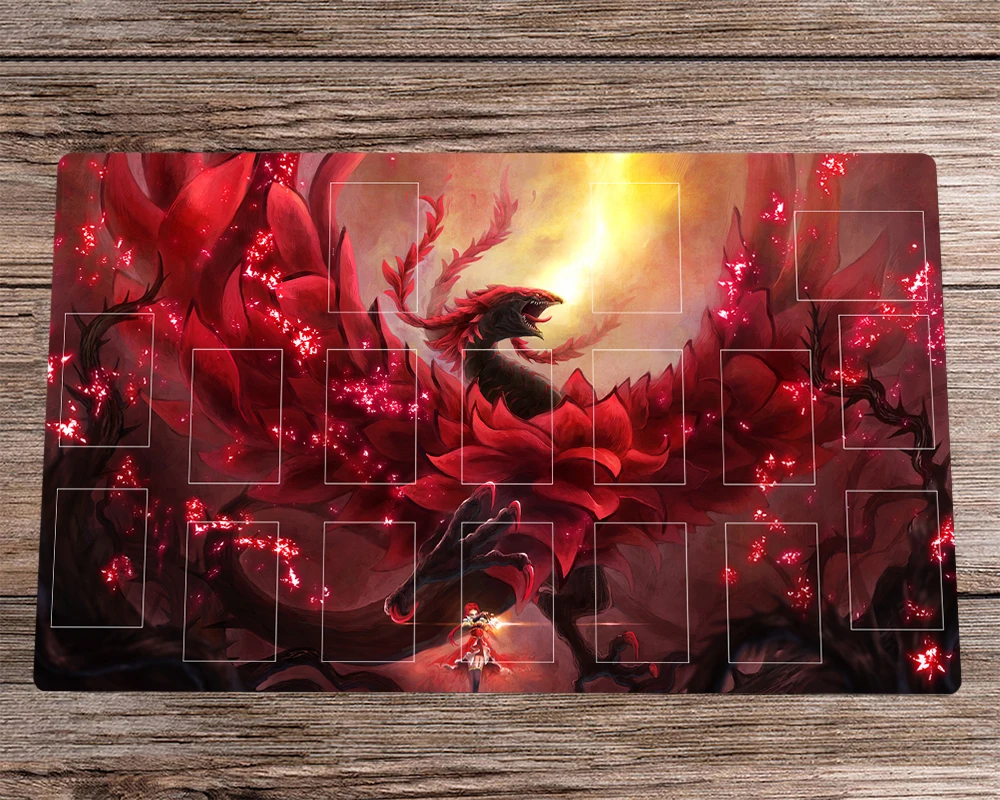 

Yu-Gi-Oh! TCG CCG Playmat Akiza Izinski & Black Rose Dragon Card Game Mat Zones & Bag Anti-slip Rubber Desk Pad Mousepad 60x35cm