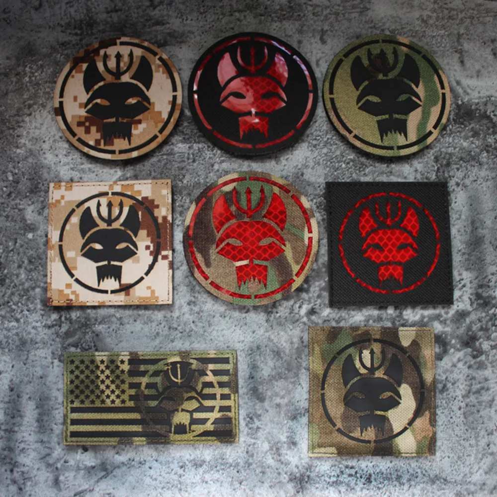 

Seal Team Infrared Reflective Flag Patch Camouflage Cat Head Armband Navy Seals Military Tactical Patch American US Flags Badge