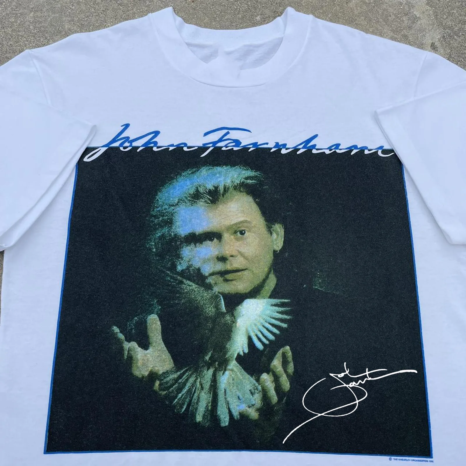 Винтажная футболка в стиле поп-мен 90-х Джон фарнхэм белая s 5XL LI920