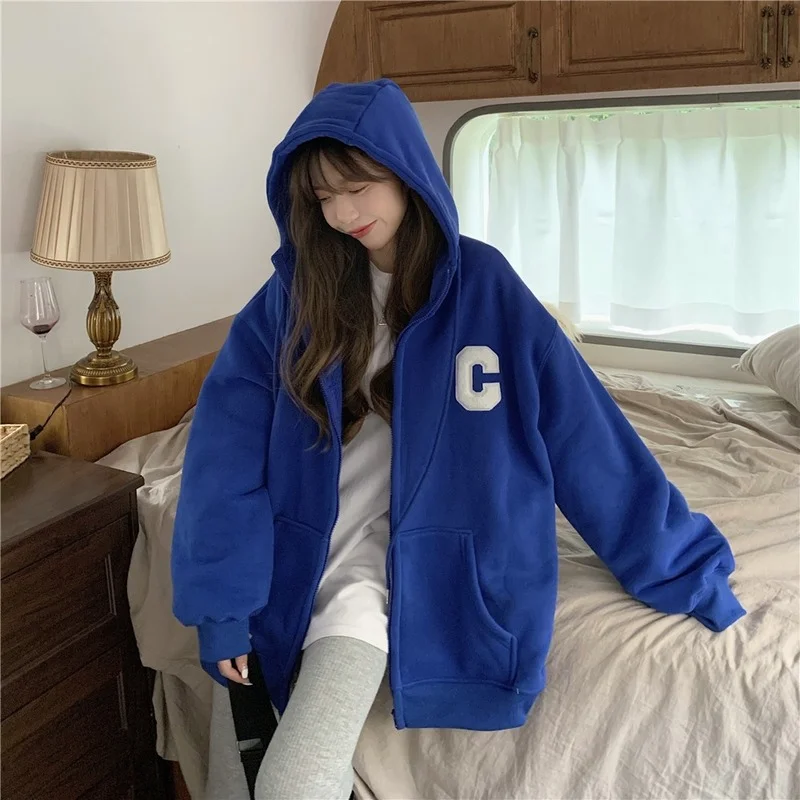 

Women's Sweatshirts Ladies Tops Clothing One Size Hoodie Zipper Fashion Words Winter Long Sleeve Loose Popularity Tenafeicc