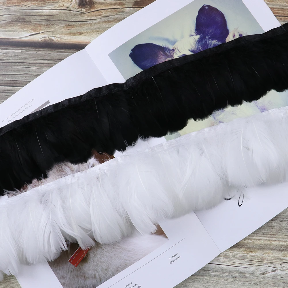 

1 Meter Real Goose Feathers Trim Dyed Small plumes Fringe Swan Plumage on Ribbon for Wedding PARTY Home Decoration DIY Crafts