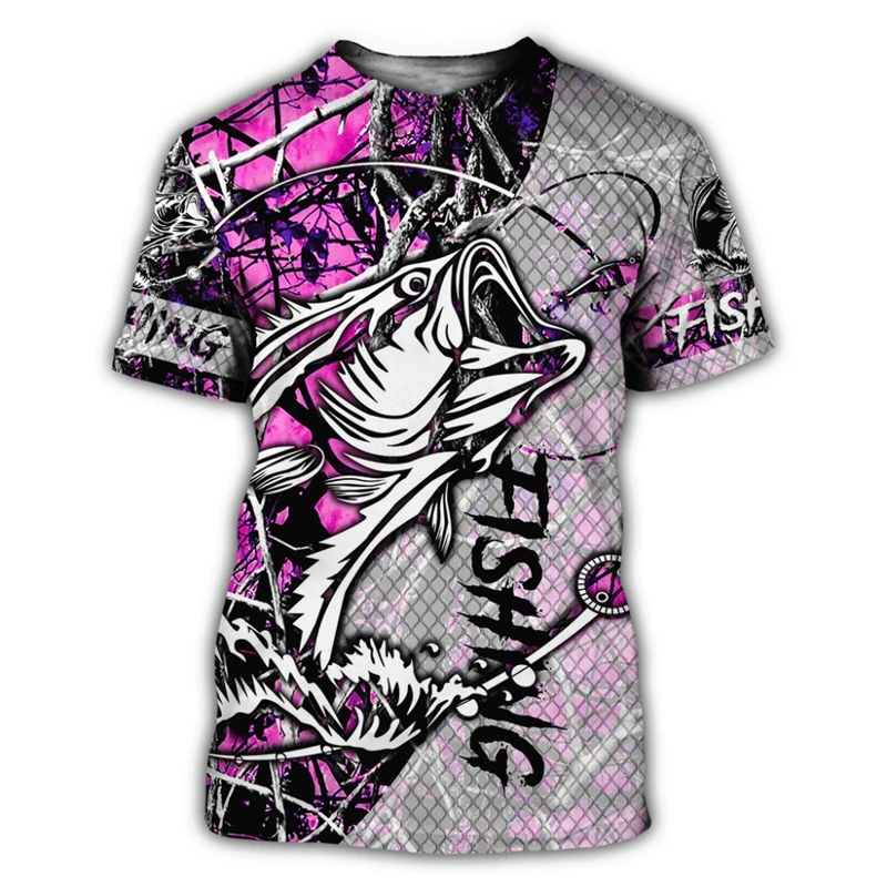 

Beautiful Fishing Camouflage 3D Full Print Men's T-shirt Harajuku Fashion Short Sleeve Shirt Summer Street Fashion Large Size