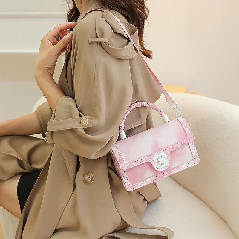 DIY Gradient Handmade Bag Women's Portable Small Fragrance Woven Material Bag Fashion One Shoulder Messenger Bag Accessories