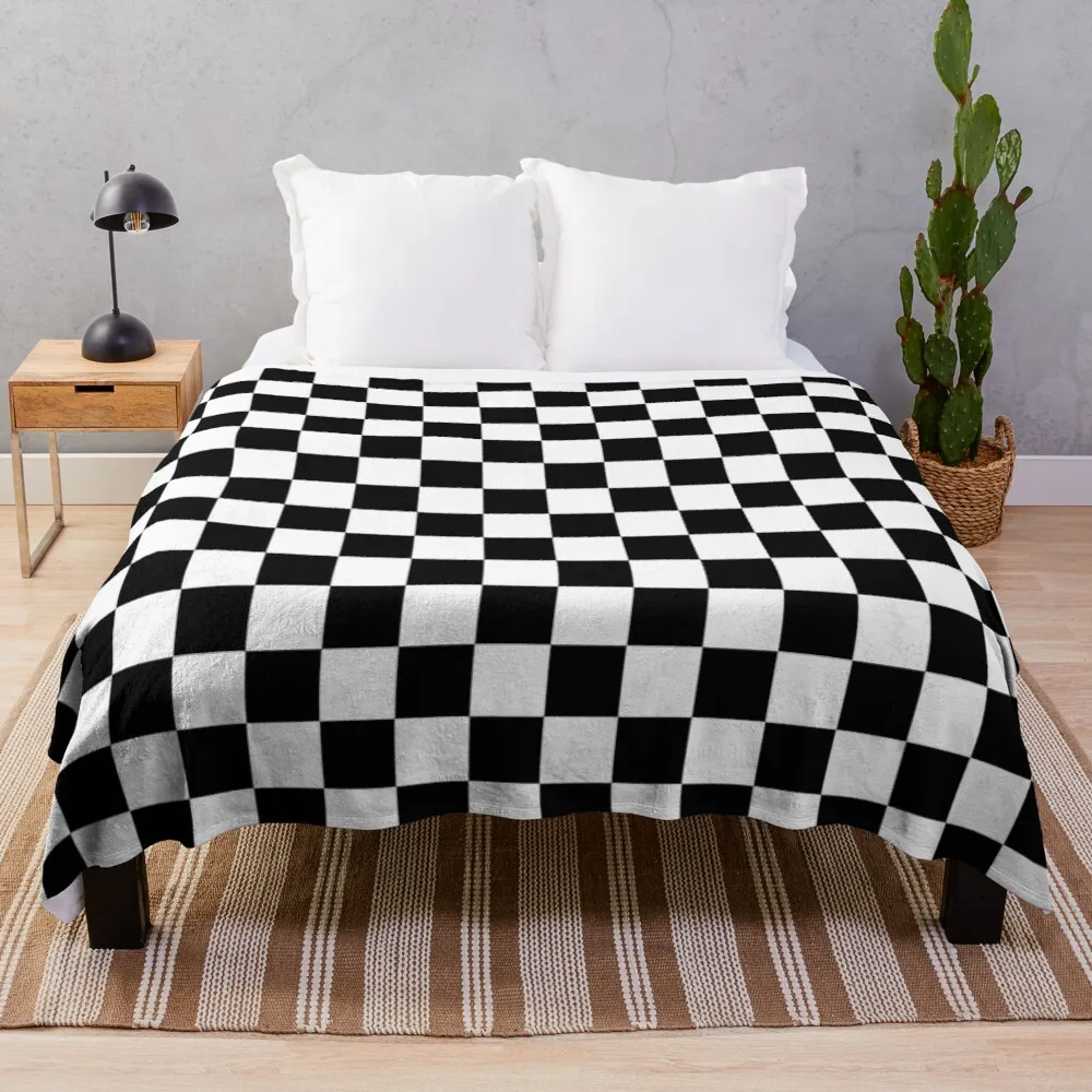 

Black and White Checkerboard Throw Blanket Vintage Blanket