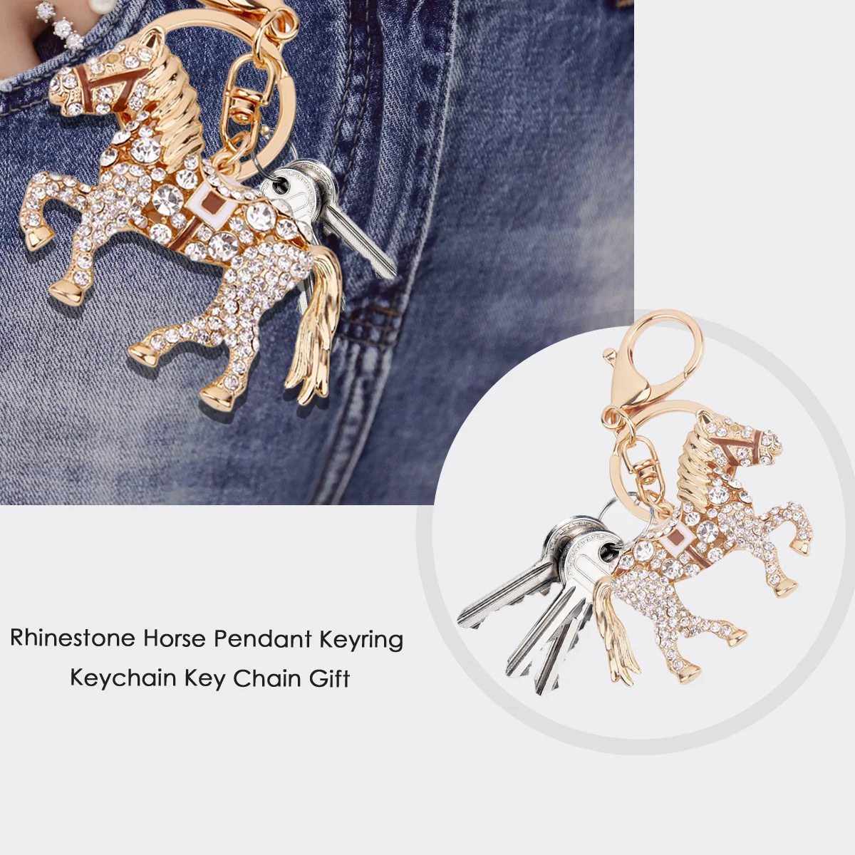 

Car Keychain Women Horse Pendant Keyring Lady Bags Horse Keychains Girls Car Purse Handbag Charms Man
