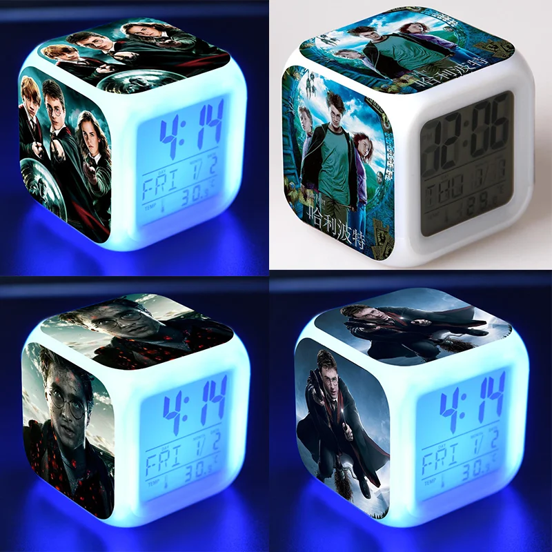 

European and American Harries LED Light Alarm Clock Film Surrounding Fashion Alarm Clock Potters Hermione Magic Colorful Mood