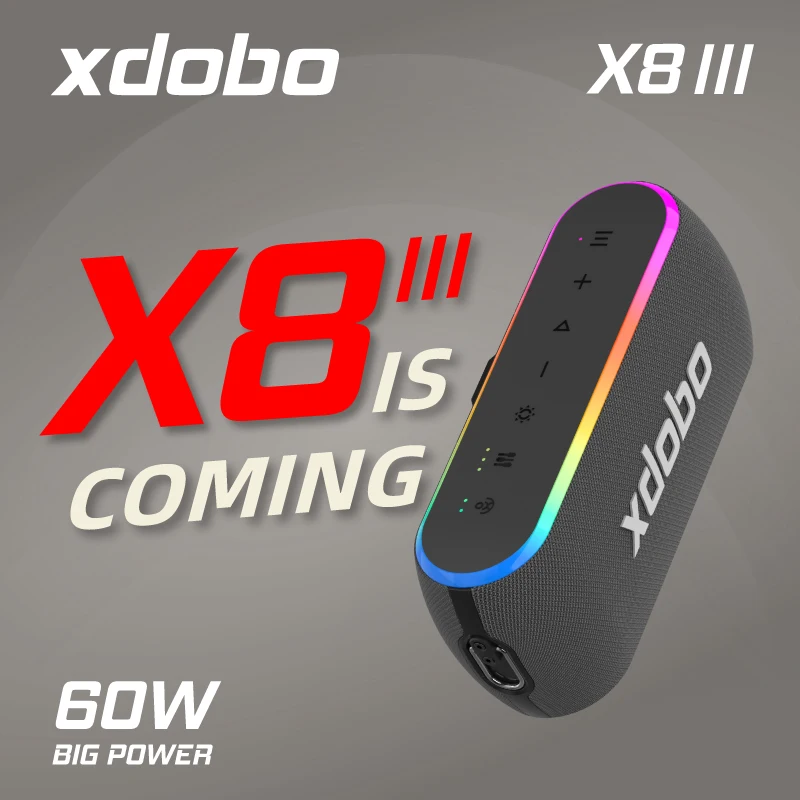 

Xdobo New Arrival 60w X8III Wireless Bluetooth Speaker Outdoor Hands-free Portable Subwoofer with RGB Light