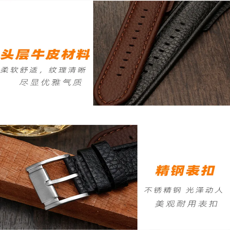 genuine leather watchband 22mm strap With mat for fossil CH2891  CH2565 CH2564 CH3051 watch band handmade mens leather bracelet