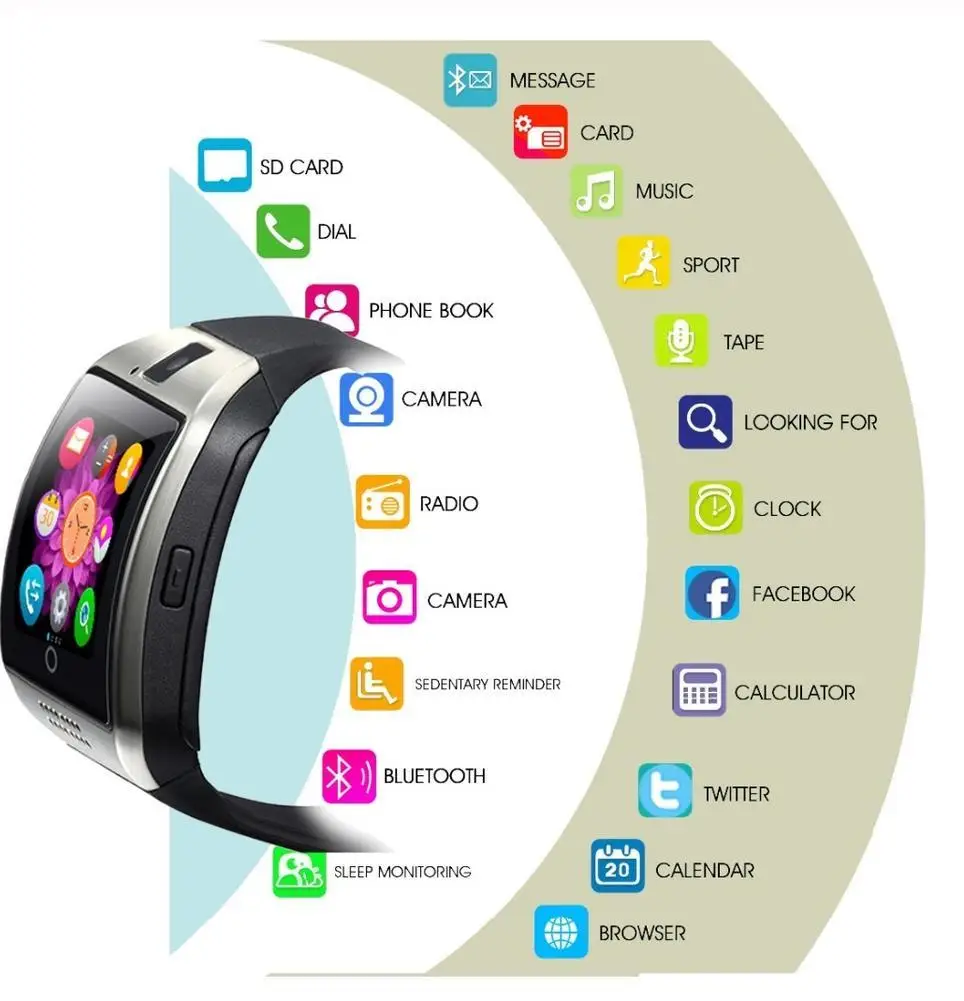 Смарт-часы Q18 мужские совместимые с Bluetooth сенсорный экран большая батарея