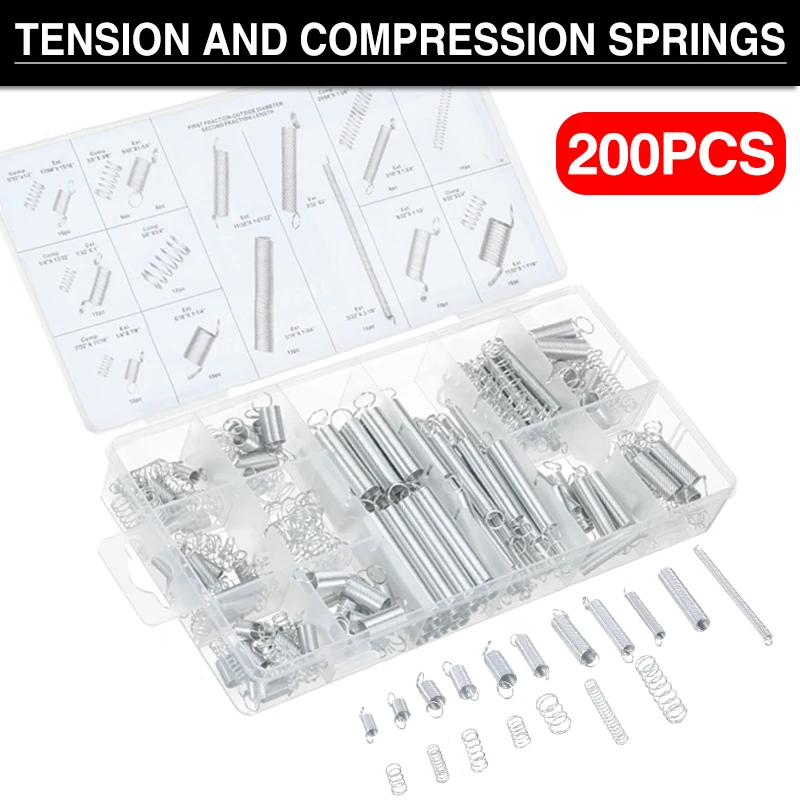 

200pcs Steel Expansion Compressed Springs Metal Coil Spring High Quality Steel Tension Spring Hardware Supplies
