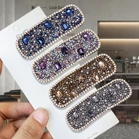 wyinya 2022 fashion summer full crystal hair clip set girls sweet shiny square bb hairpin women colorful barrette accessories