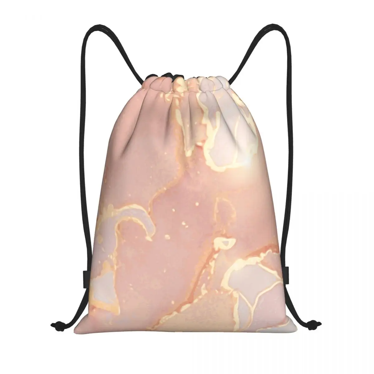 

Rose, Peach And Gold Marble 3D Print Sports Equipment Bag Drawstring Bag Water Resistant Lightweight Gym