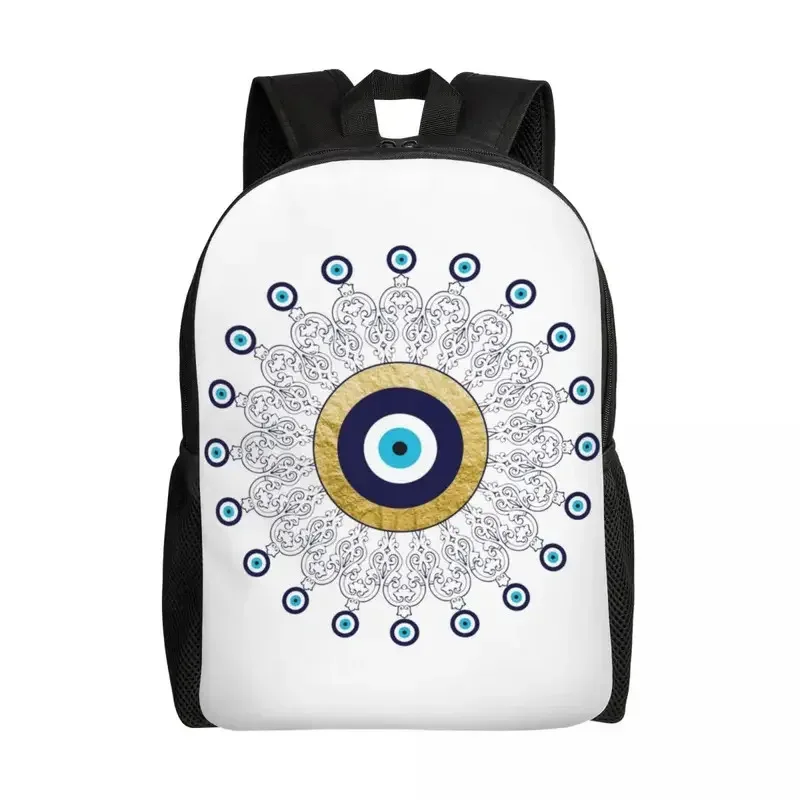 Рюкзаки с принтом Hamsa Evil Eye из золотой фольги для женщин и мужчин, водонепроницаемые школьные и студенческие сумки-амулеты с принтом Назар, сумки для книг 54345 (art.: 3920d501bc416) - 3920d501bc416