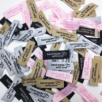 20pcspack 50x15mm diy handmade clothing garment labels hand made with love washable cloth tag for sewing accessories