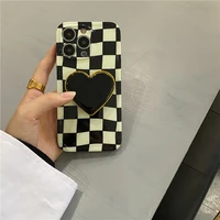 cute preppy style vertical stripes heart folding stand girl soft case for iphone 11 12 13 pro max 7 8 plus xr x xs cover fundas