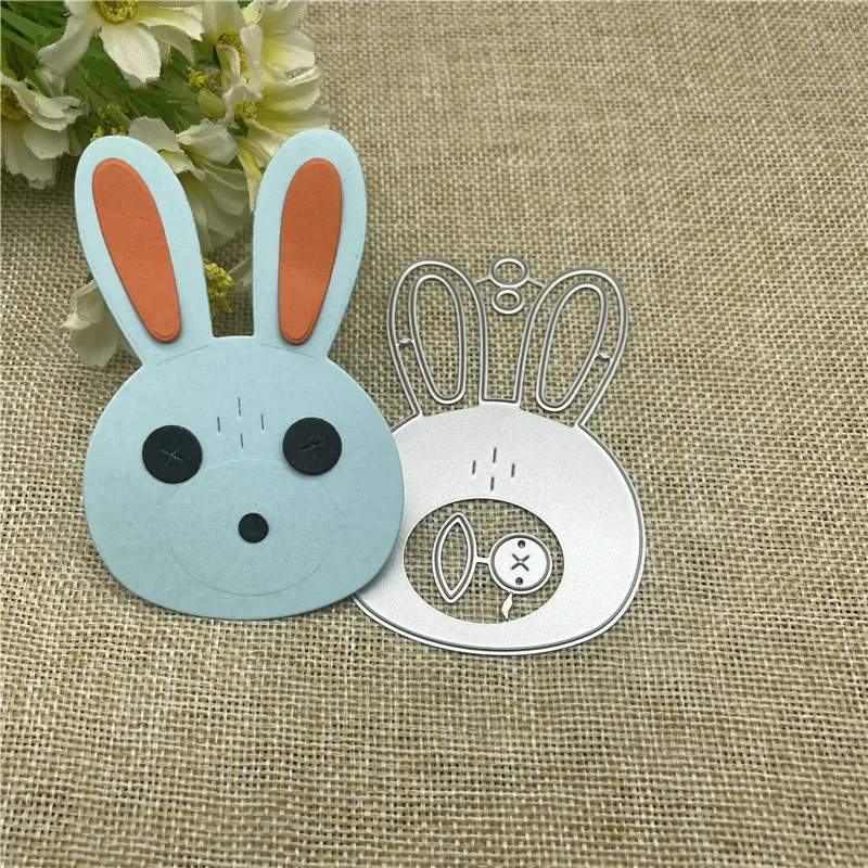 

Rabbit frame Metal cutting dies mold Round hole label tag Scrapbook paper craft knife mould blade punch stencils dies