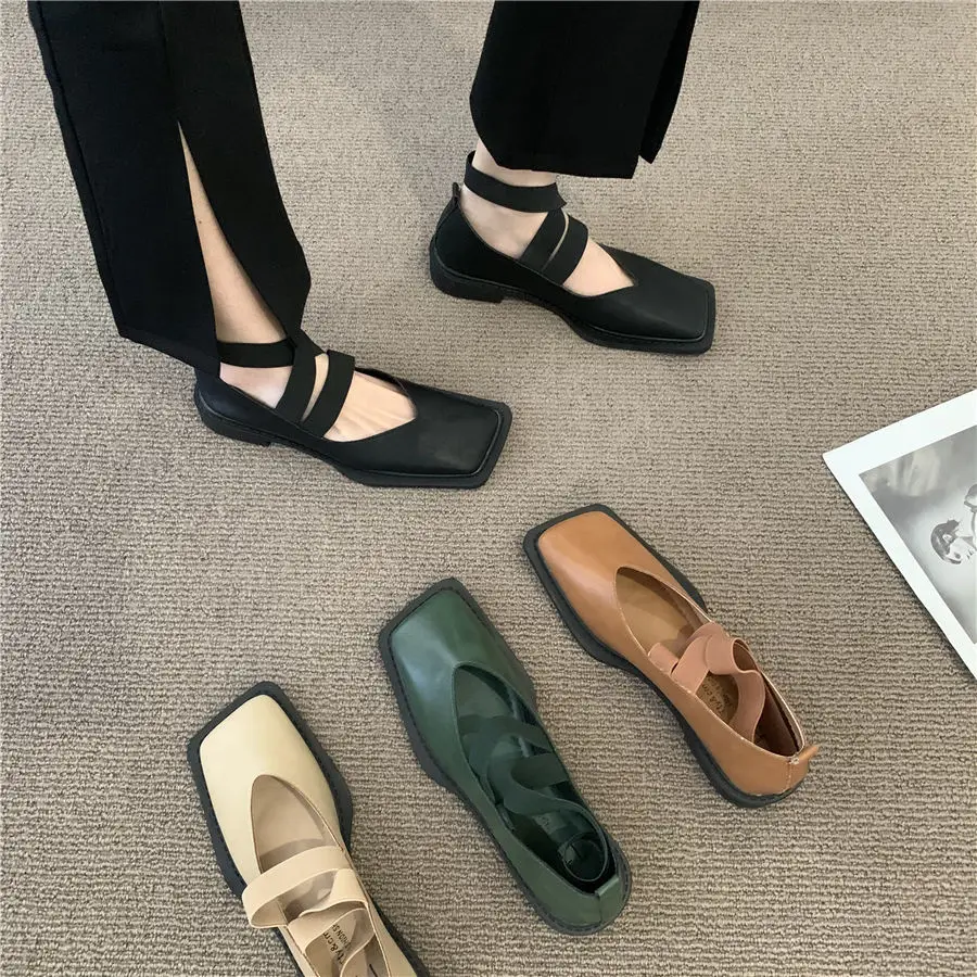 

Design Sense Niche Low Heel Shoes French Style Vintage Mary Jane Shoes 2022 Spring Square Toe Low-Cut Tods Women's Shoes