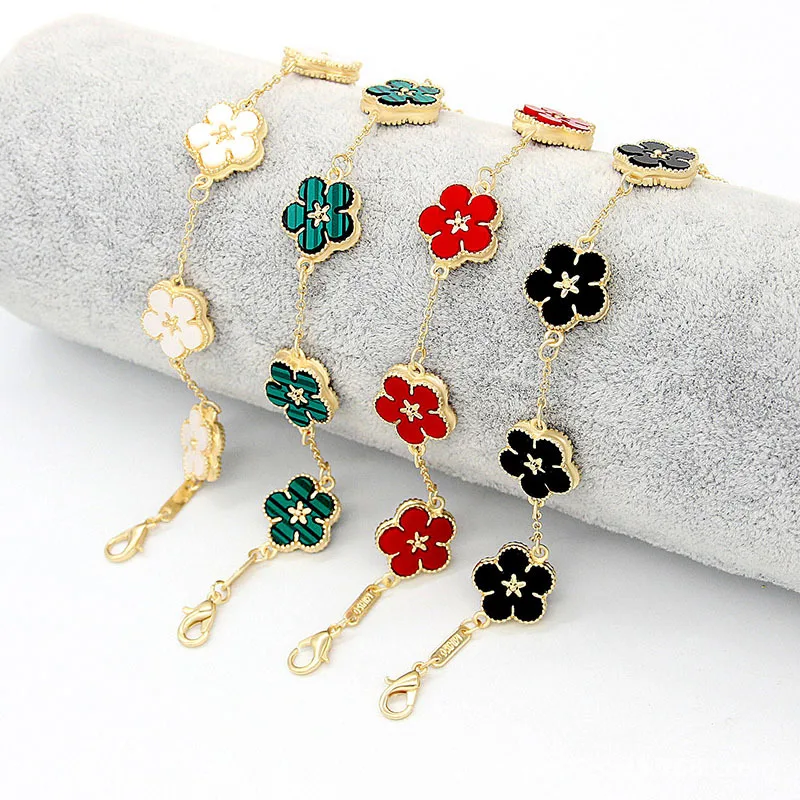 

Luxury Designer Flower Bracelets Plum Blossom 18k Gold Plating Multicolor Bracelet for Women Jewelry In Bulk Gift for Girlfriend