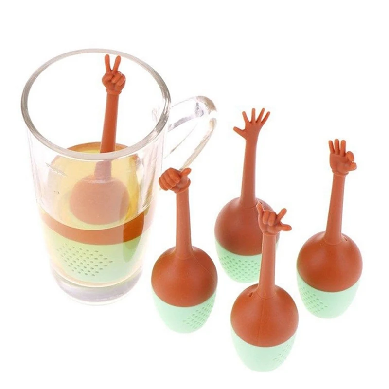 

5 PCS Funny Gesture Tea Strainer Coffee Filter Diffuser Tea Infuser Kitchen Tools Makers Tea Accessories Teapot Filter