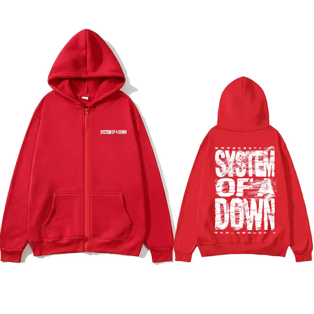 Фото Vintage Rock Band System of A Down Mezmerize Print Zipper Hoodie Men Women Alternative Metal Music Zip Up Jacket Zip Up Hoodies №4