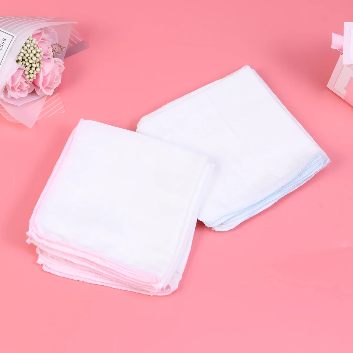 

10 Towel Non-printed Double-layer Environmental Square Gauze Towelette Handkerchief Feeding Towel for