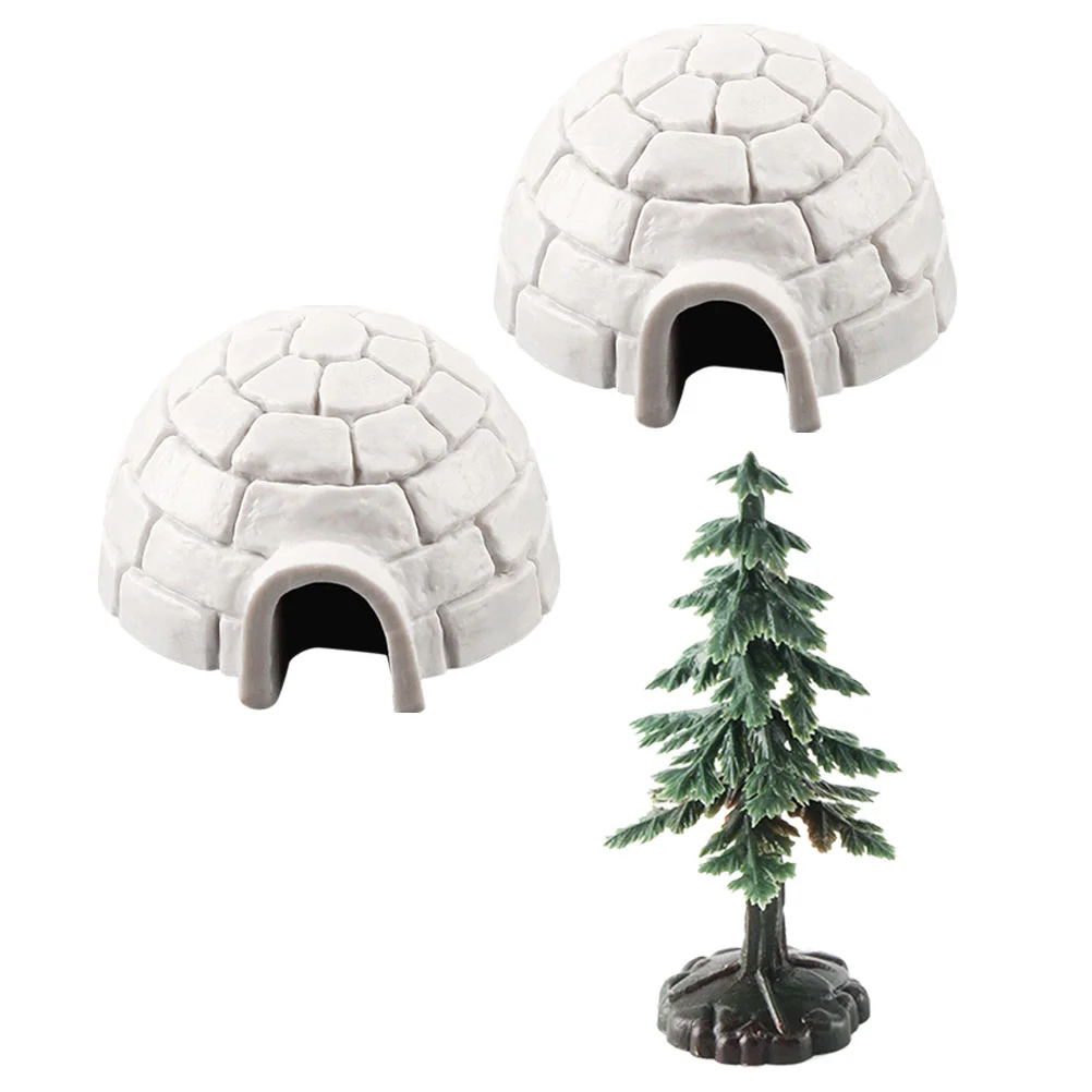 

Decorative Ice House Statue Christmas Trees Artificial Pine Party Plastic Ornaments Tabletop Mini Decorations The Home Child
