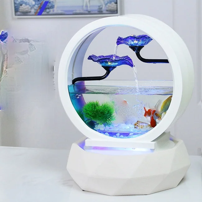 

Landscape Led Light Fish Tank Glass Transparent Fish Tank Office Ecosystem Akwarium Dla Ryb Aquarium Furniture
