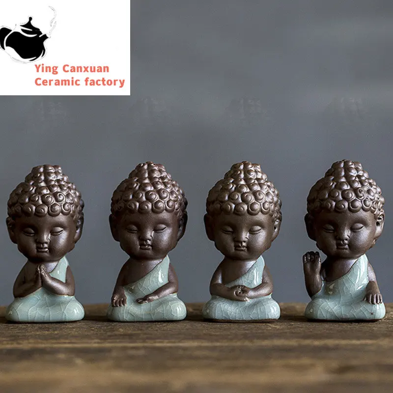 

Фигурка Будды ручной работы из фиолетовой глины для чайного столика