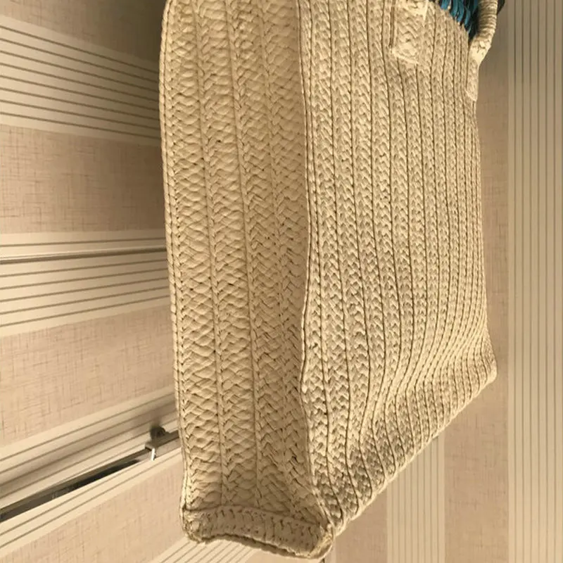 Luxury Eyes Embroidery Women Shoulder Bags Bohemian Tassel Straw Bags for Women Handbag Bali Travel Beach Bag 2022 Lafite Tote