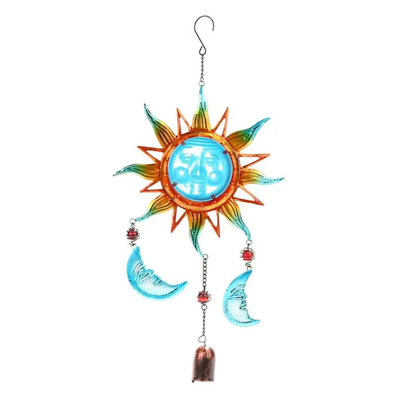 

Outdoor Metal Wind Chimes Moon Sun Wind Chime Colored Painting Wind Bells for Outside Gradient Chimes Home Decor Retro Wind