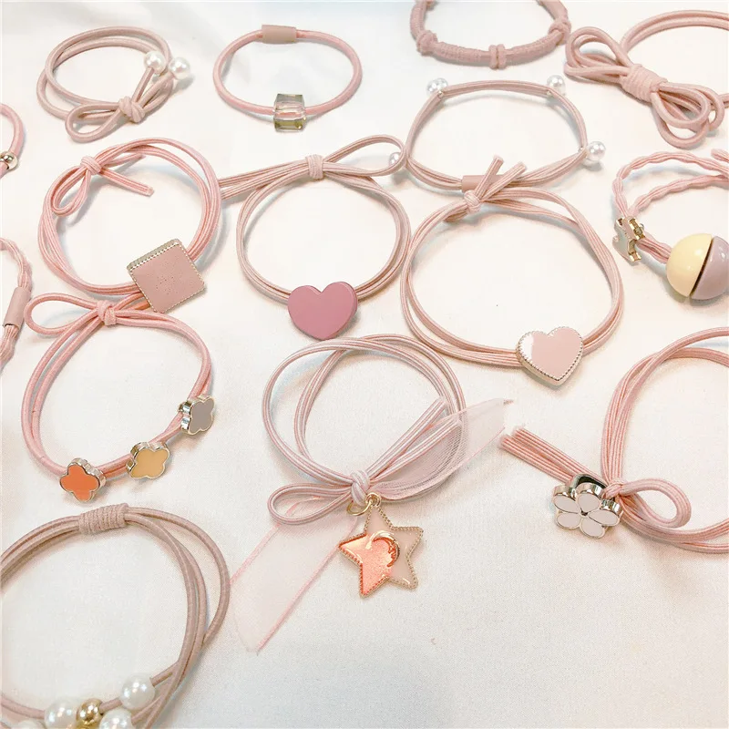 

Simple and Fresh Rubber Band Headband Hair Accessories Korean Girls' Hearts Ponytail Love Hair Bands Scrunchies