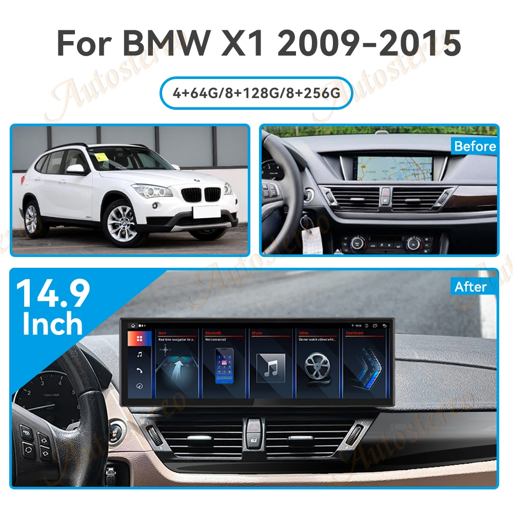 14 9 дюймовый Android 13 Carplay ID8 для BMW X1 E84 2009-2015 автомобильный мультимедийный плеер