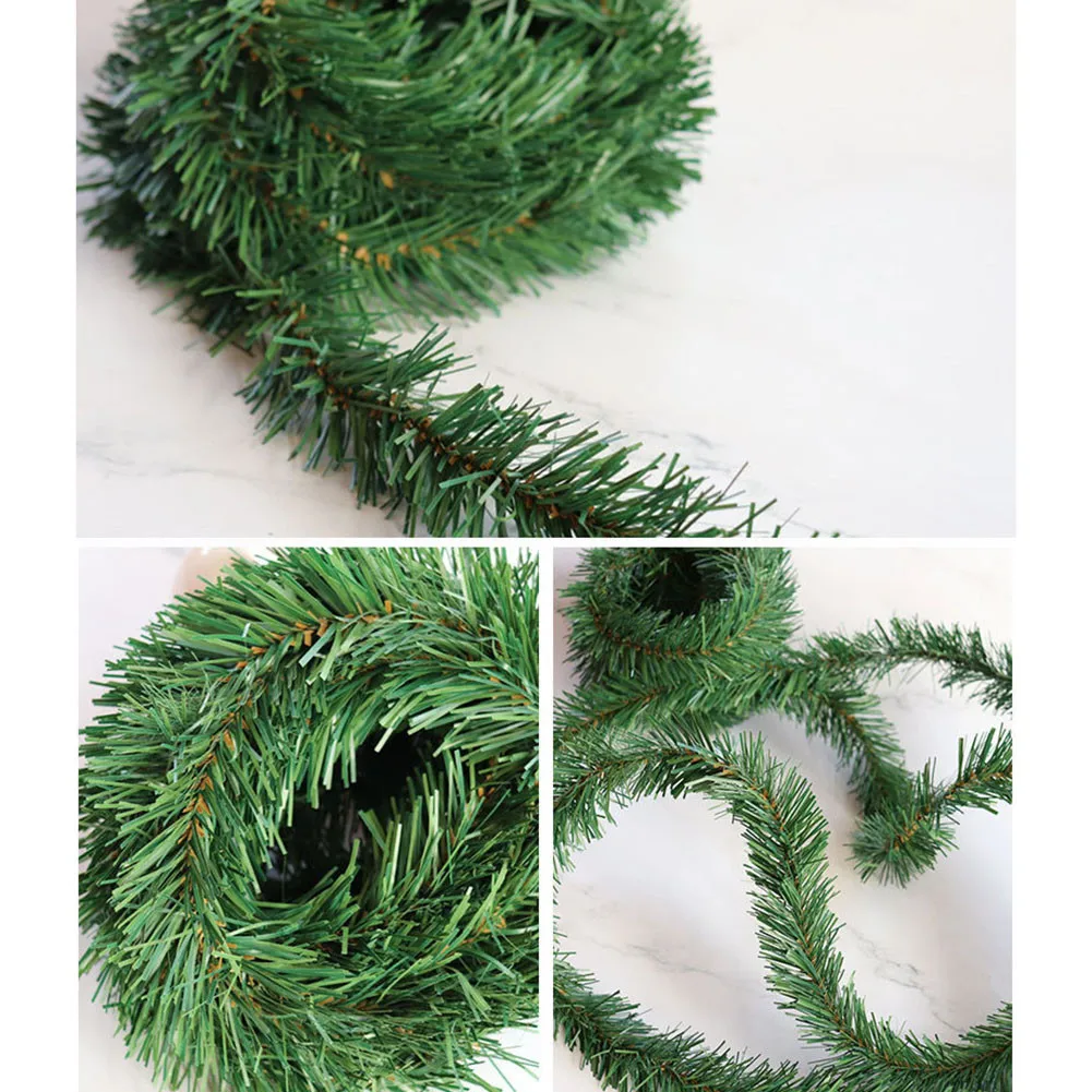 

Green Pine Needle Wreath Rattan Christmas Vine Decorations Xmas Tree Ornaments For Home Merry Party Stair Fireplace Decor