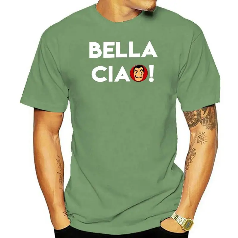 

one yona La Casa De Papel Bella Ciao Men T Shirts Money Heist Novelty Cotton House of Paper Tees Crew Neck Unique Clothes