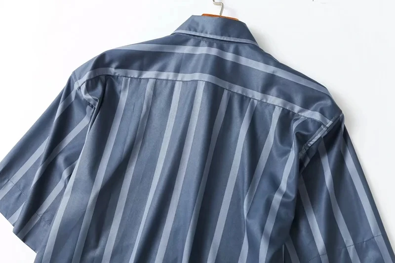 Jenny&Dave  England Style Fashion Simple Striped Loose Short Sleeve Casual Shirt Man Summer Blouse Man Tops