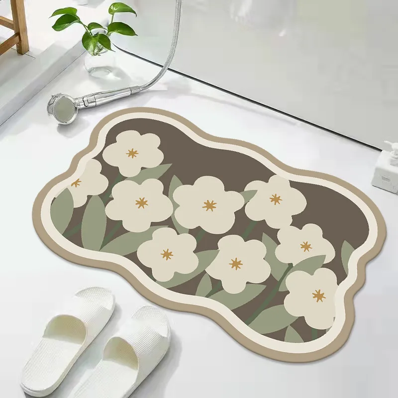 

Flower Entering The Door Pad The Water Absorption Toilet Door Non -slip Carpet Thickened Toilet 14YZ501