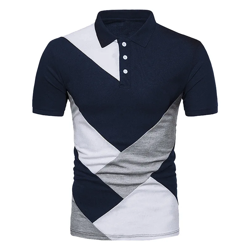 Spring Summer New Men's POLO Shirt Short-sleeved Stitching Running Sports Casual Fashion T-shirt Men's Clothing Streetwear
